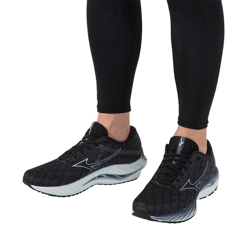 Mizuno Men's Wave Inspire 19 Running Shoes Black/GRidge/Illusion Blue-4